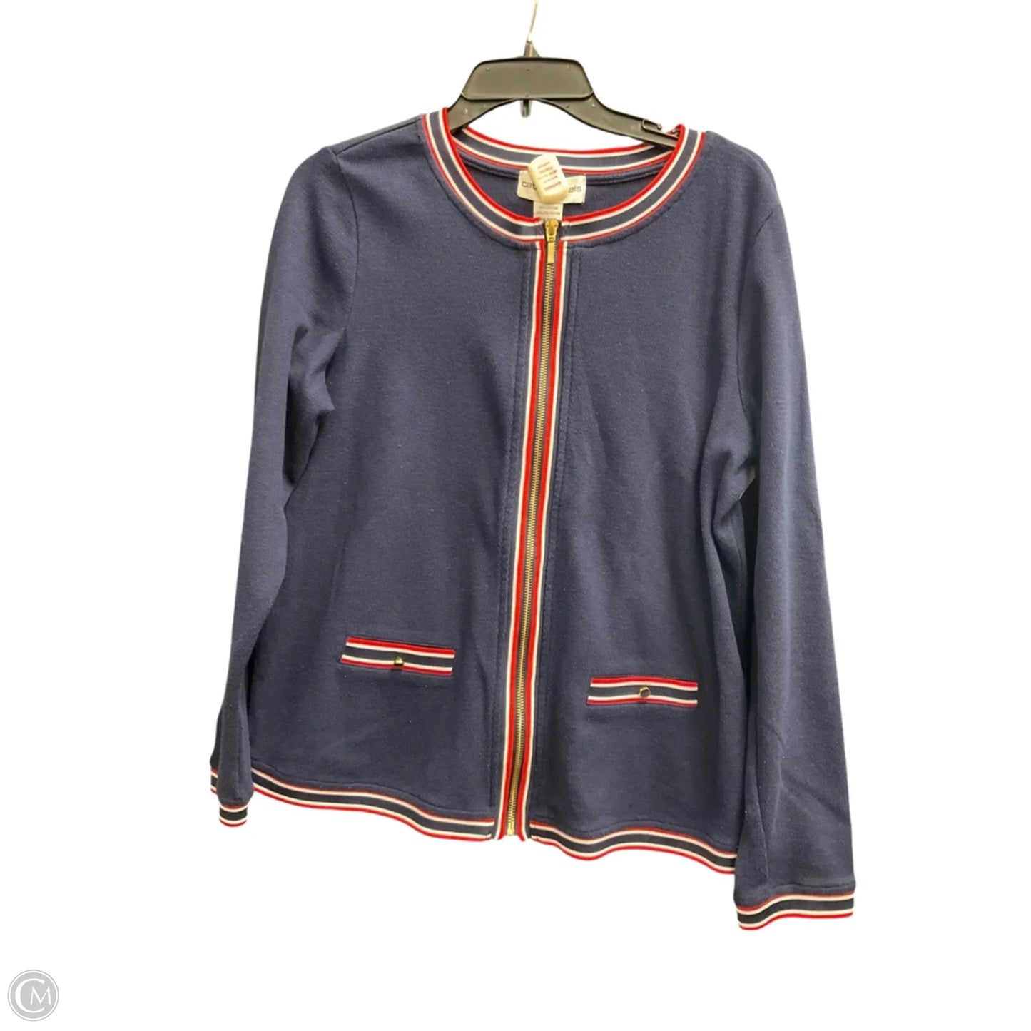Cardigan By Cathy Daniels In Blue Red & White, Size: M