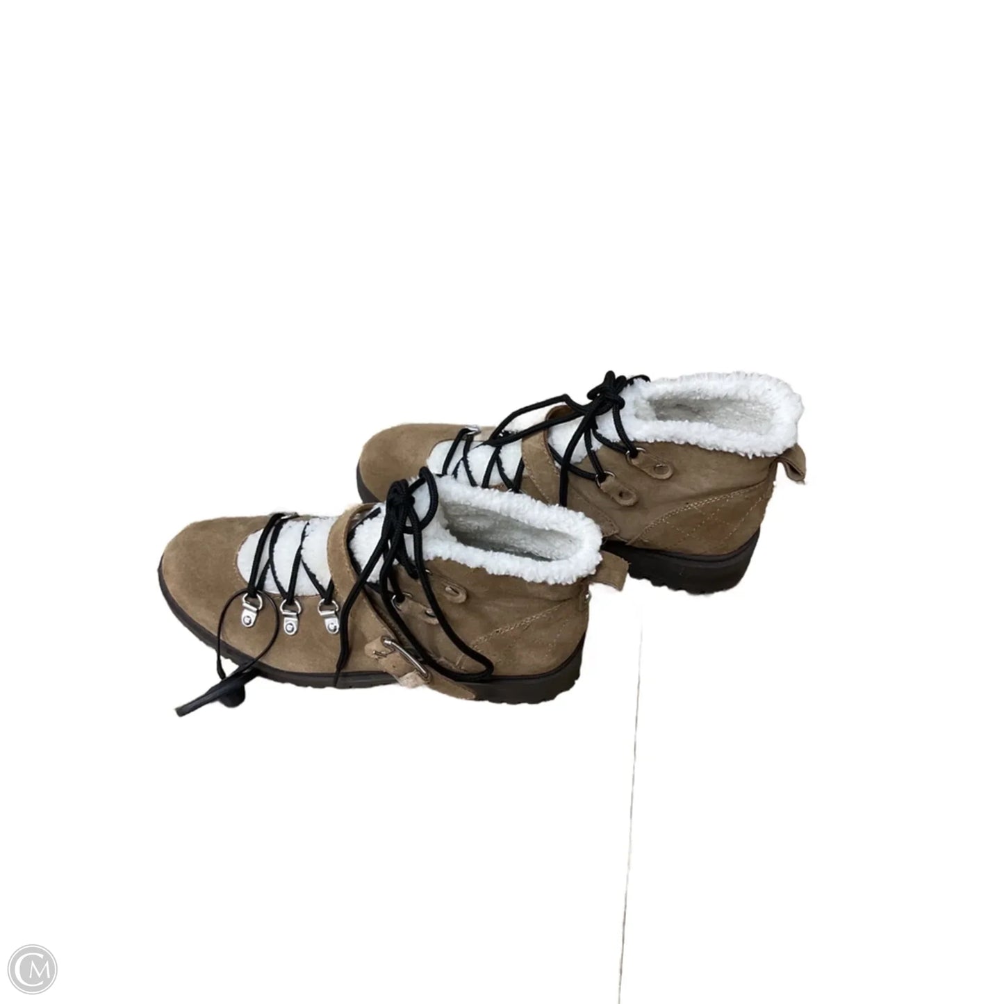 Boots Ankle Flats By Nine West In Brown & Cream, Size: 8.5