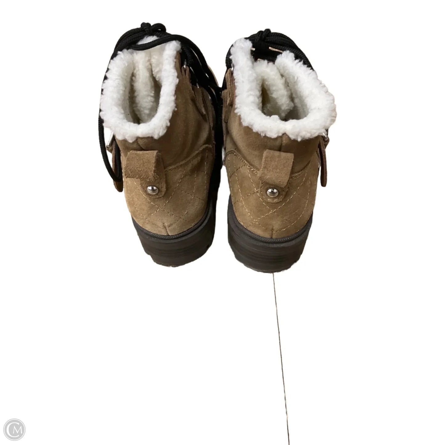 Boots Ankle Flats By Nine West In Brown & Cream, Size: 8.5