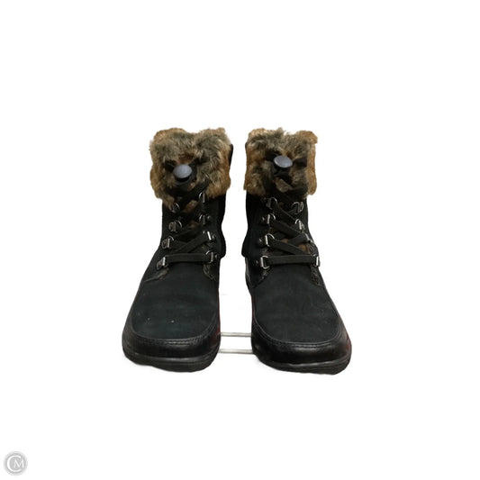 Boots Ankle Flats By Clarks In Black & Brown, Size: 6