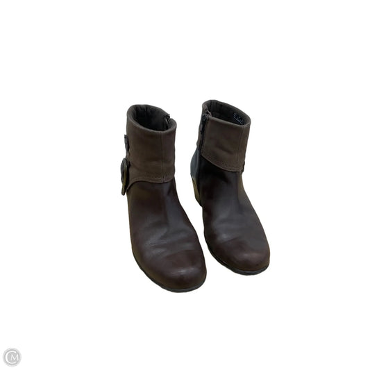 Boots Ankle Heels By Clarks In Brown, Size: 6