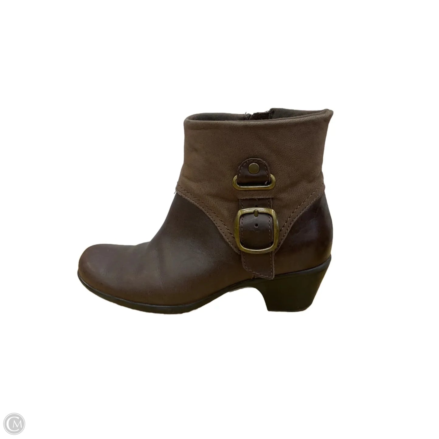 Boots Ankle Heels By Clarks In Brown, Size: 6