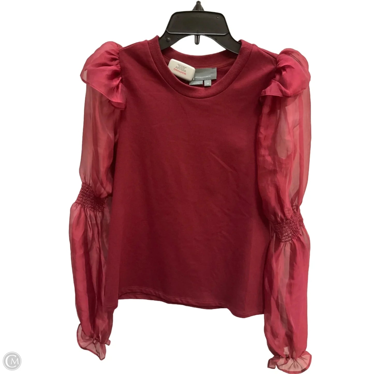 Top Long Sleeve By Anthropologie In Red, Size: Xs
