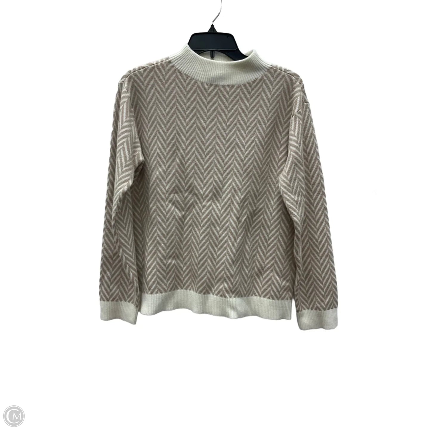 Sweater By Ann Taylor In Tan & White, Size: M