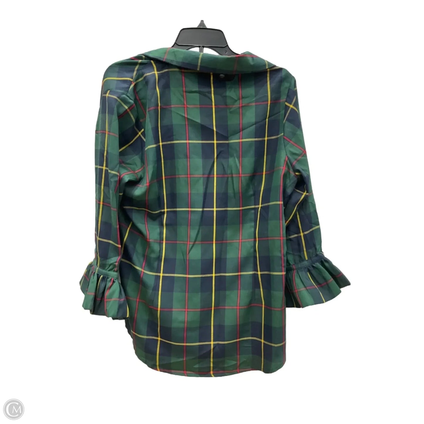 Blouse 3/4 Sleeve By Gretchen Scott In Plaid Pattern, Size: Xl