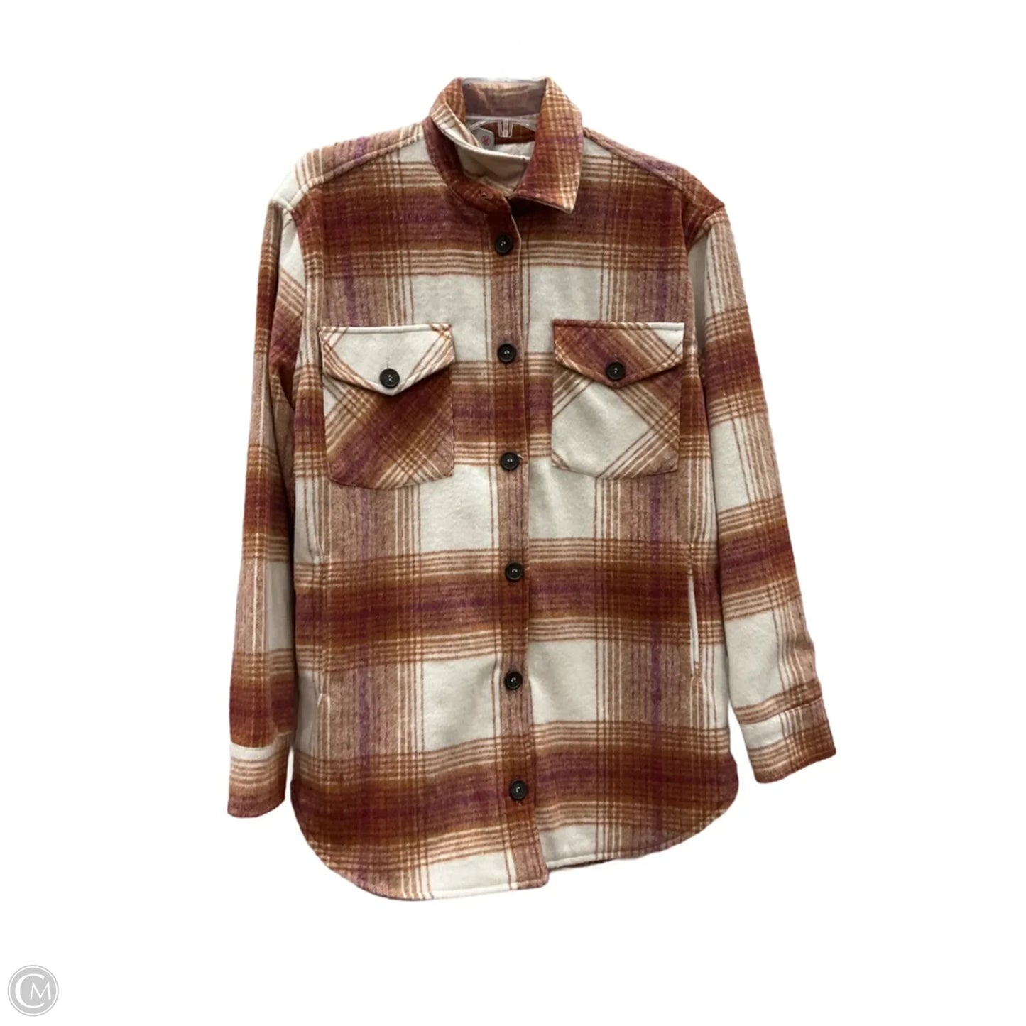 Jacket Shirt By Thread And Supply In Orange & Pink, Size: S