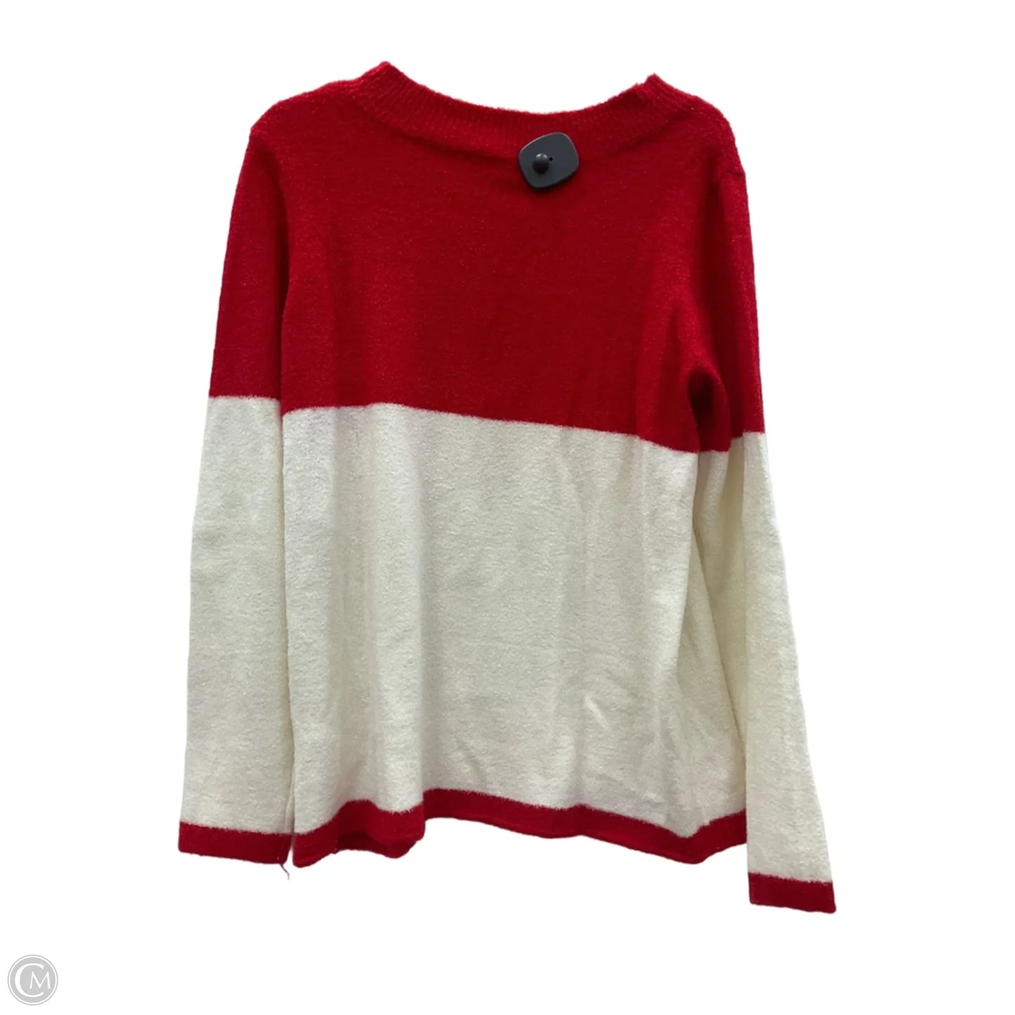 Top Long Sleeve By Peace Love World In Red & White, Size: M