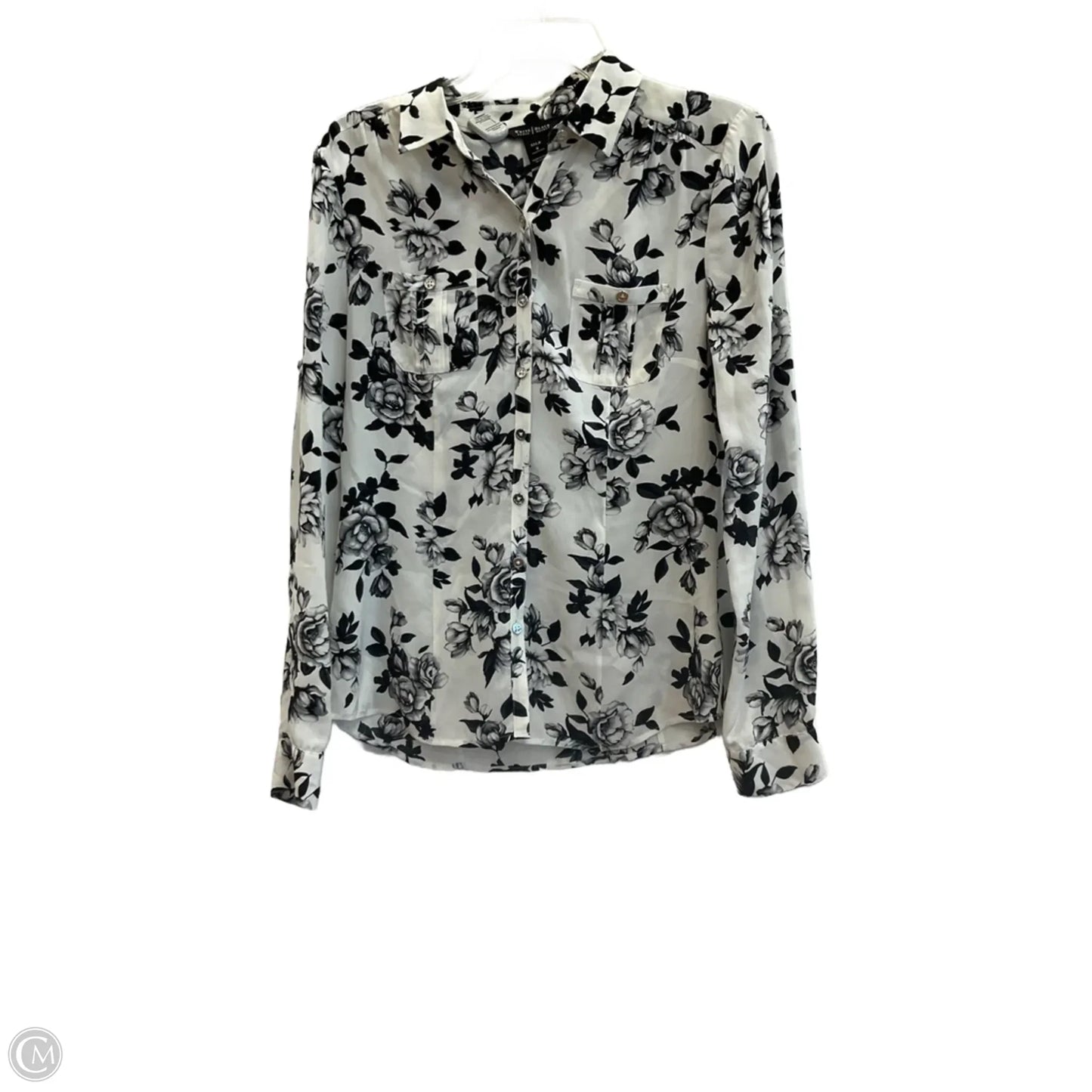 Blouse Long Sleeve By White House Black Market In Floral Print, Size: M