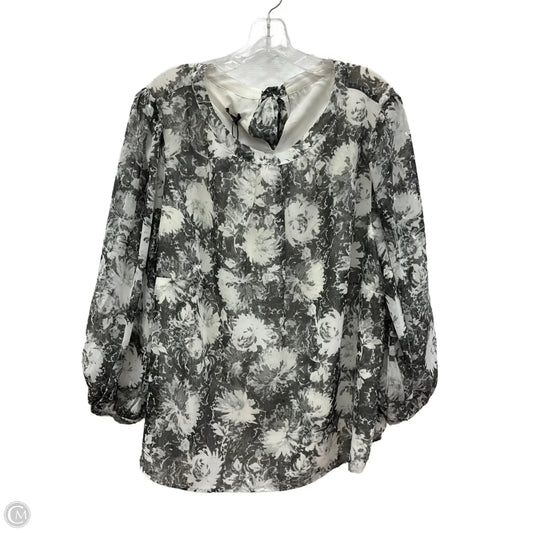 Top Long Sleeve By Talbots In Grey & White, Size: 3x