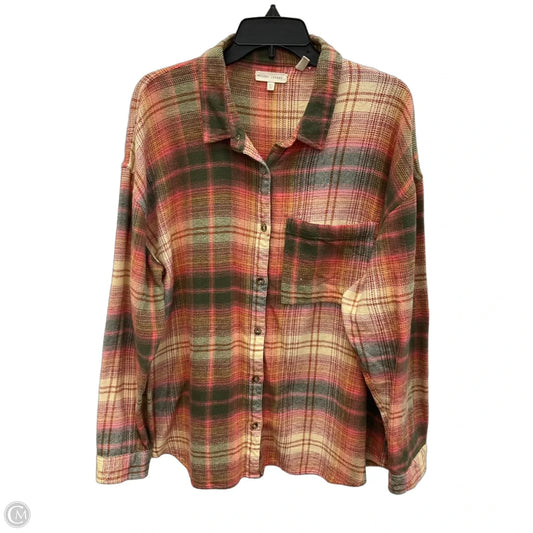 Blouse Long Sleeve By Gilded Intent In Green & Pink, Size: Xl