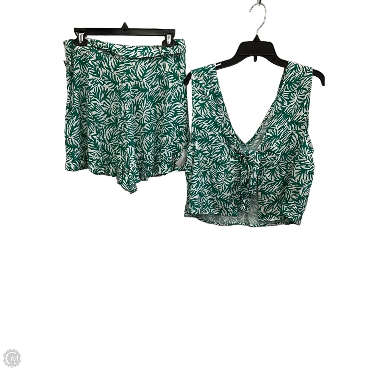 Top 2pc Sleeveless By Topshop In Green & White, Size: M