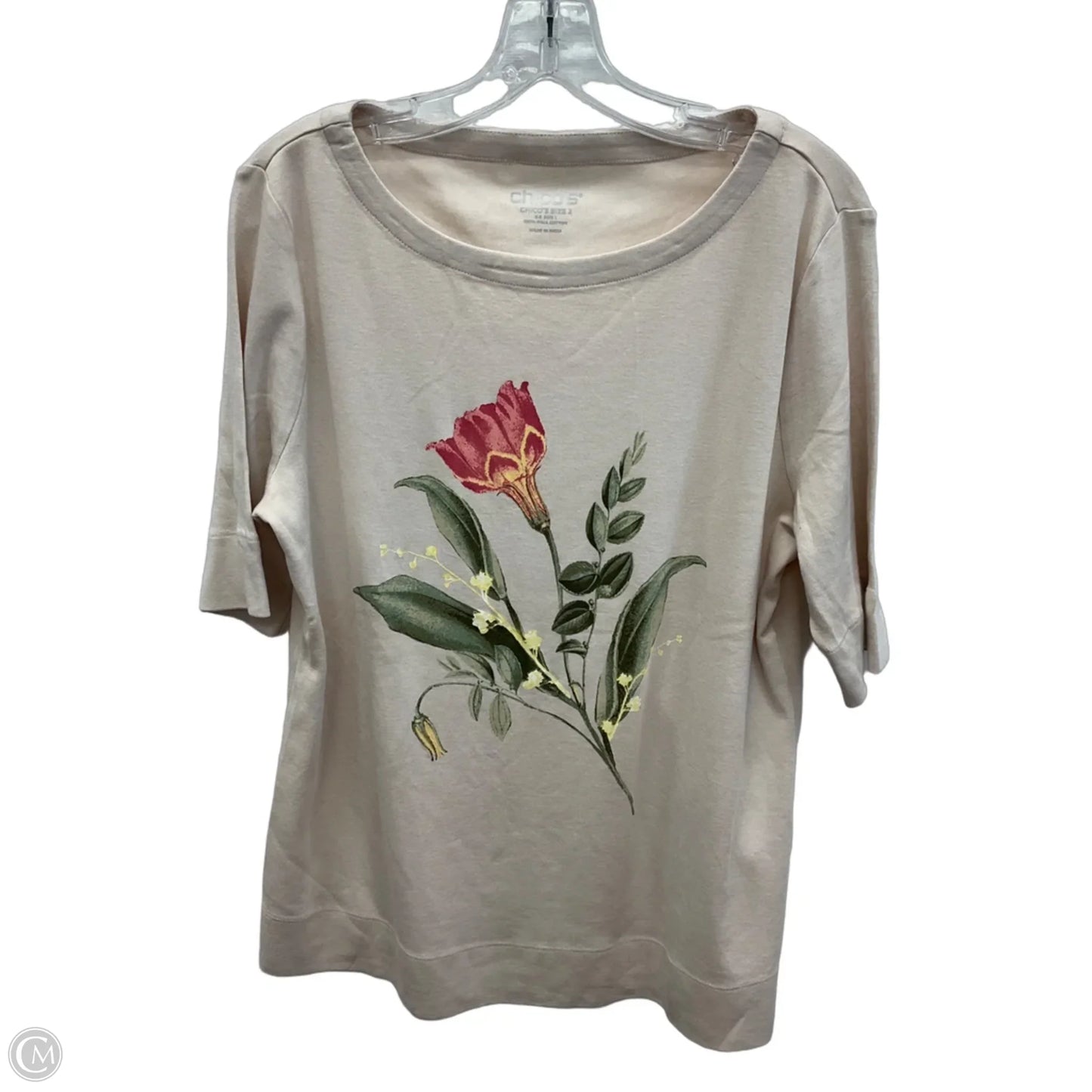 Top Short Sleeve By Chicos In Beige, Size: L