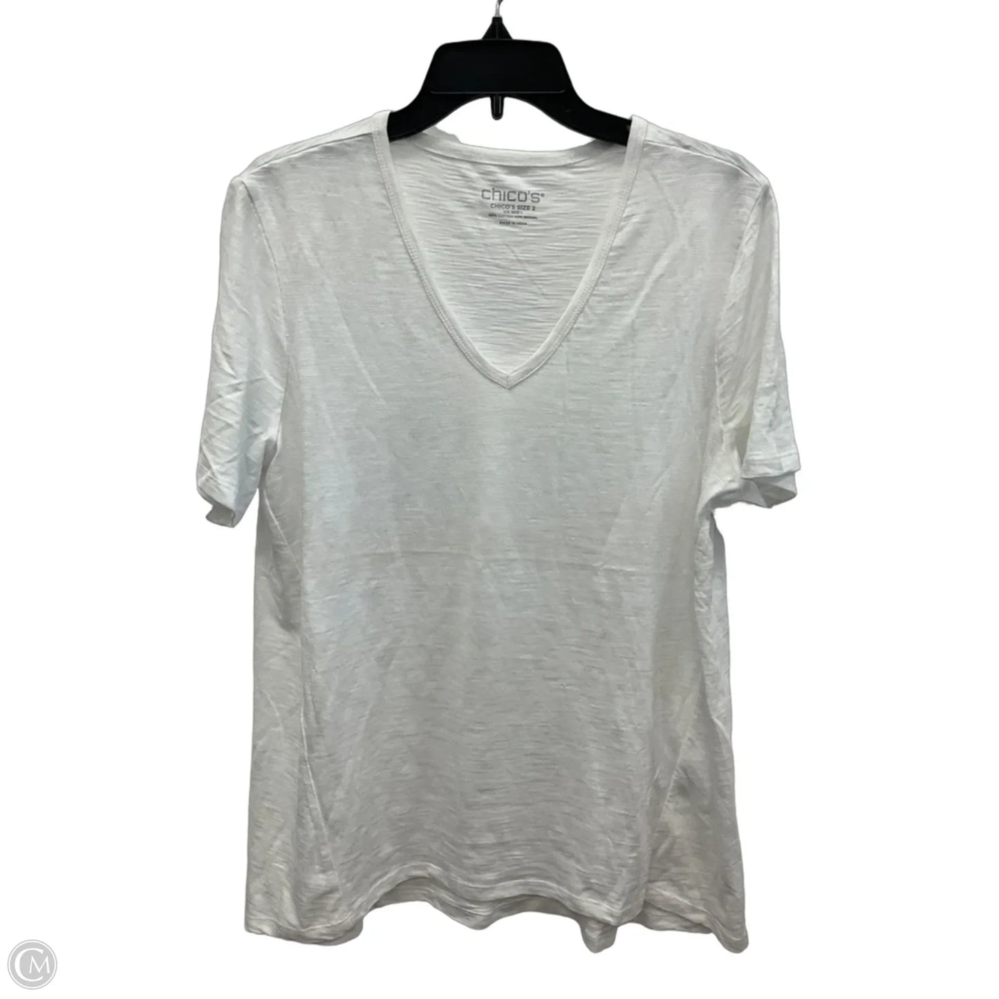 Top Short Sleeve Basic By Chicos In White, Size: L