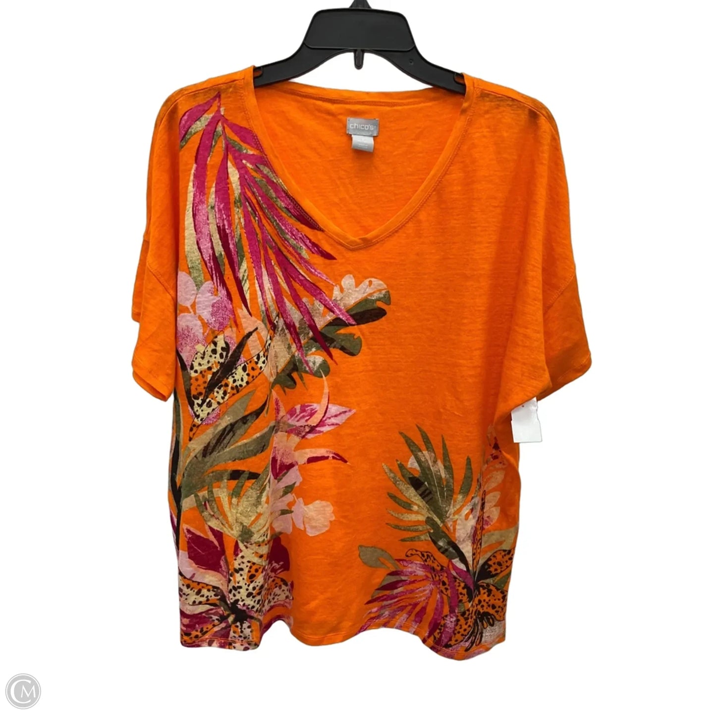 Top Short Sleeve By Chicos In Orange, Size: L