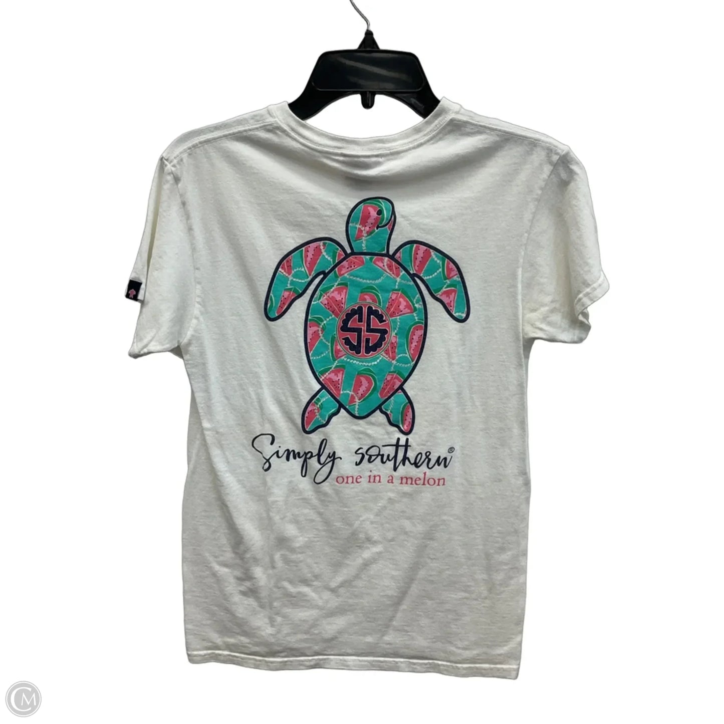 Top Short Sleeve By Simply Southern In White, Size: S