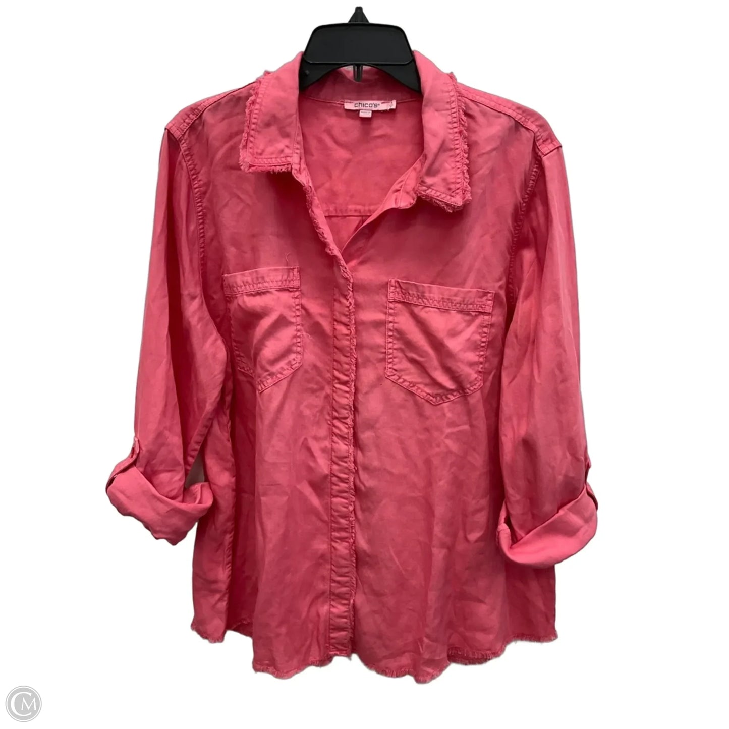 Blouse Long Sleeve By Chicos In Pink, Size: Xl