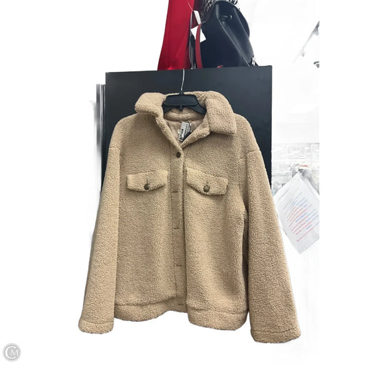 Jacket Faux Fur & Sherpa By Max Studio In Tan, Size: M