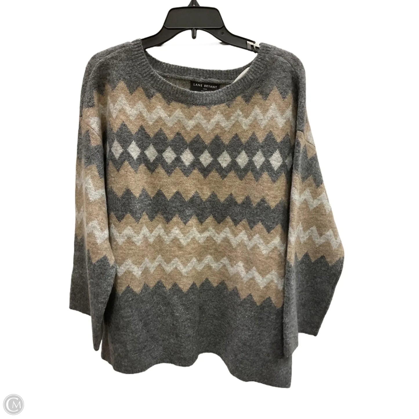 Sweater By Lane Bryant In Grey & Tan, Size: 14