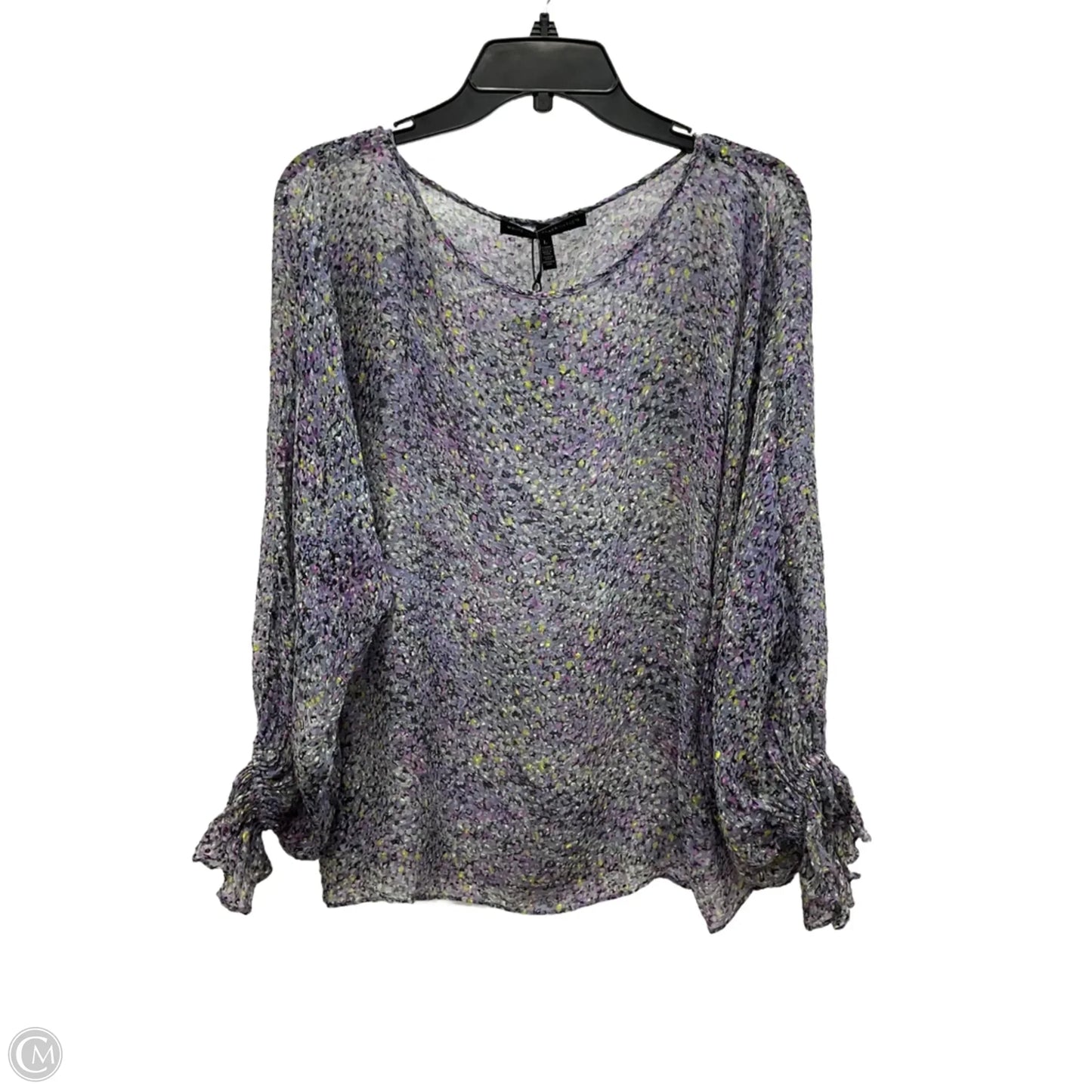 Top Long Sleeve By White House Black Market In Floral Print, Size: L