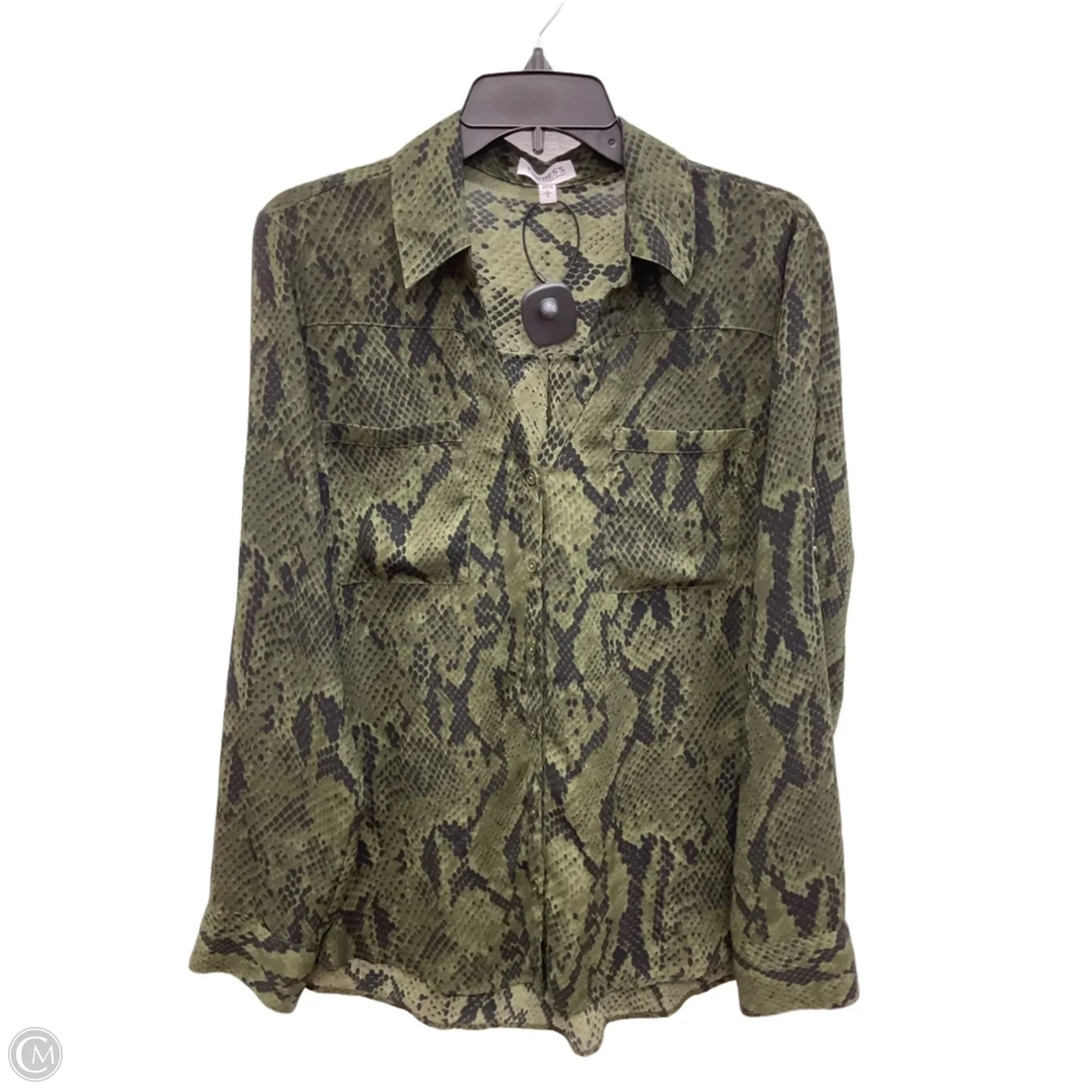 Blouse Long Sleeve By Express In Animal Print, Size: L