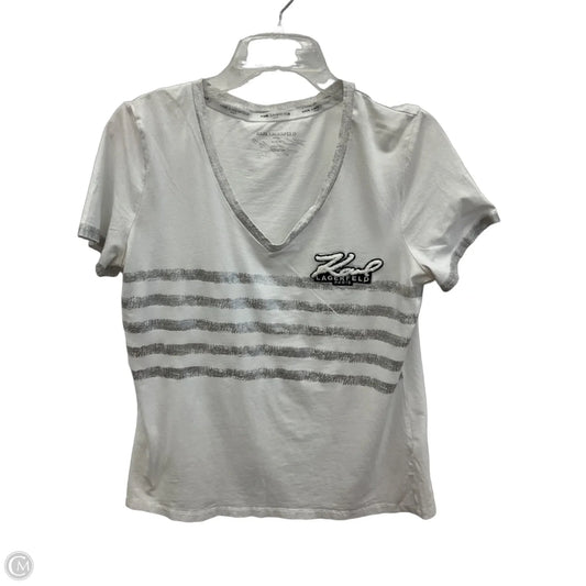 Top Short Sleeve Designer By Karl Lagerfeld In White, Size: M