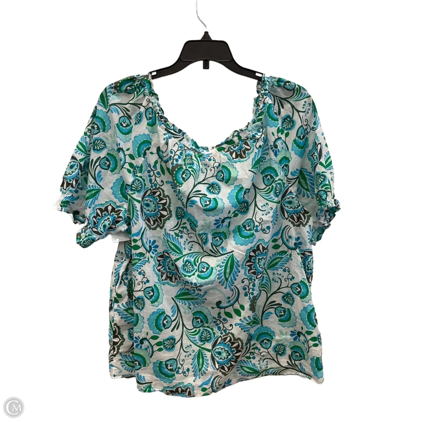 Top Short Sleeve By Talbots In Paisley Print, Size: Xl