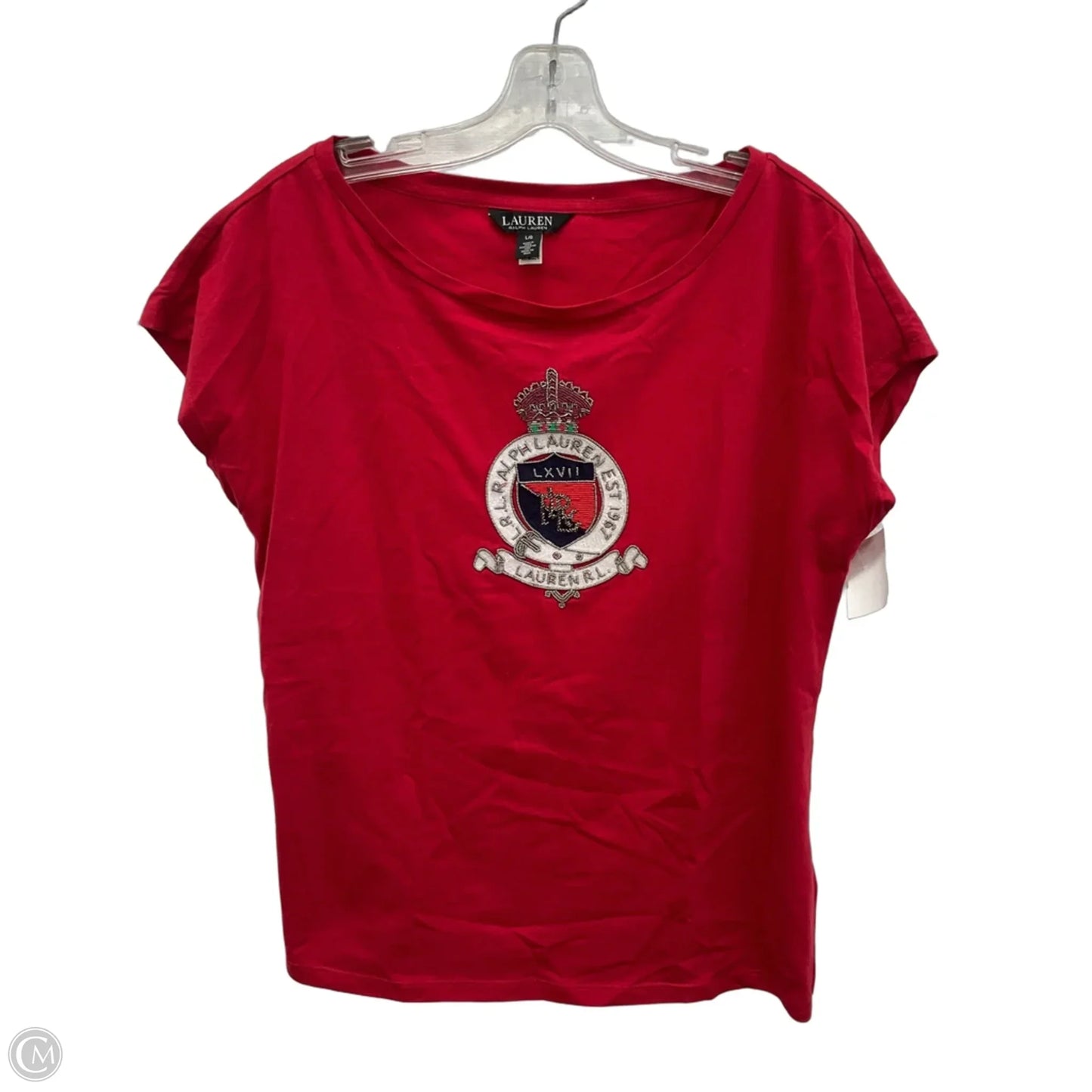 Top Short Sleeve By Lauren By Ralph Lauren In Red, Size: L