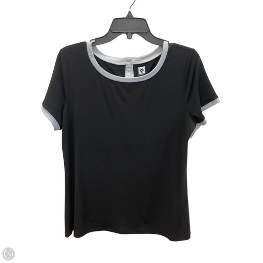 Top Short Sleeve By Anne Klein In Black, Size: L