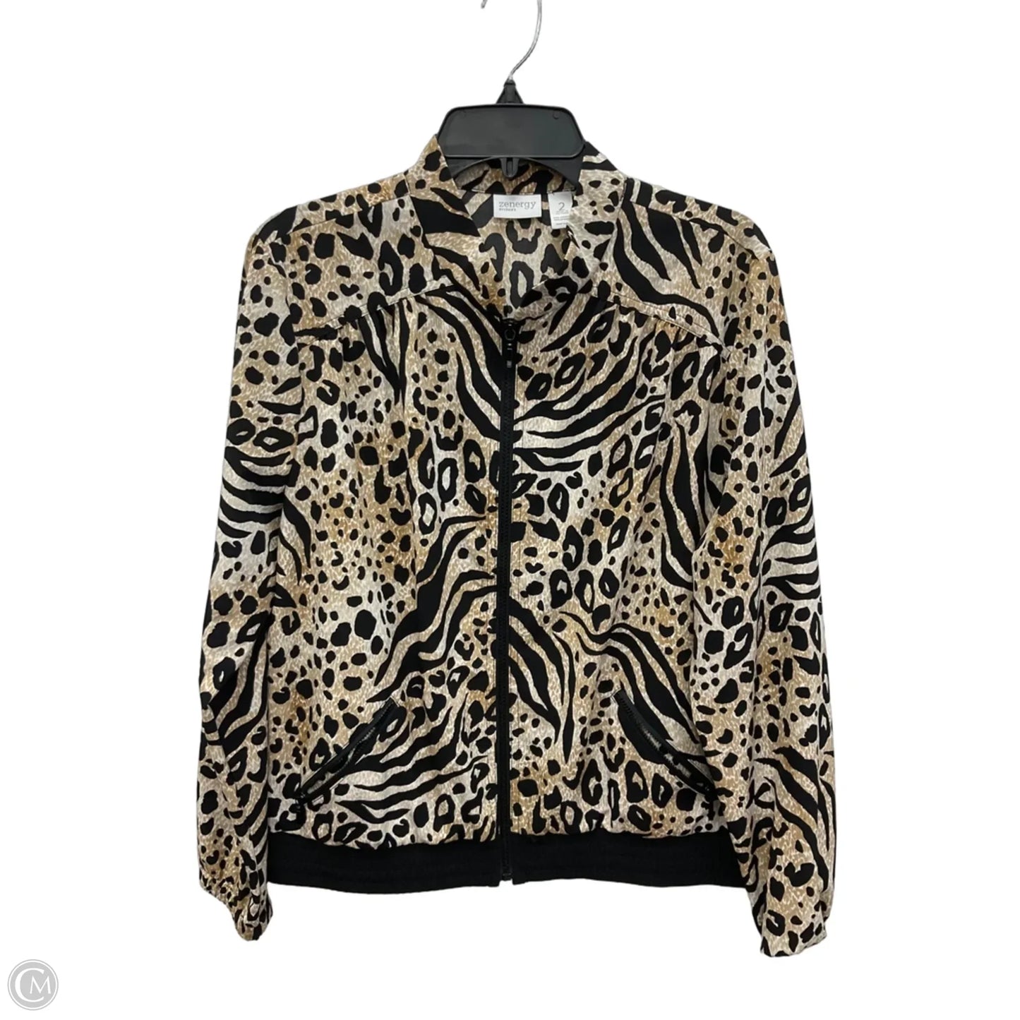 Jacket Windbreaker By Chicos In Animal Print, Size: S