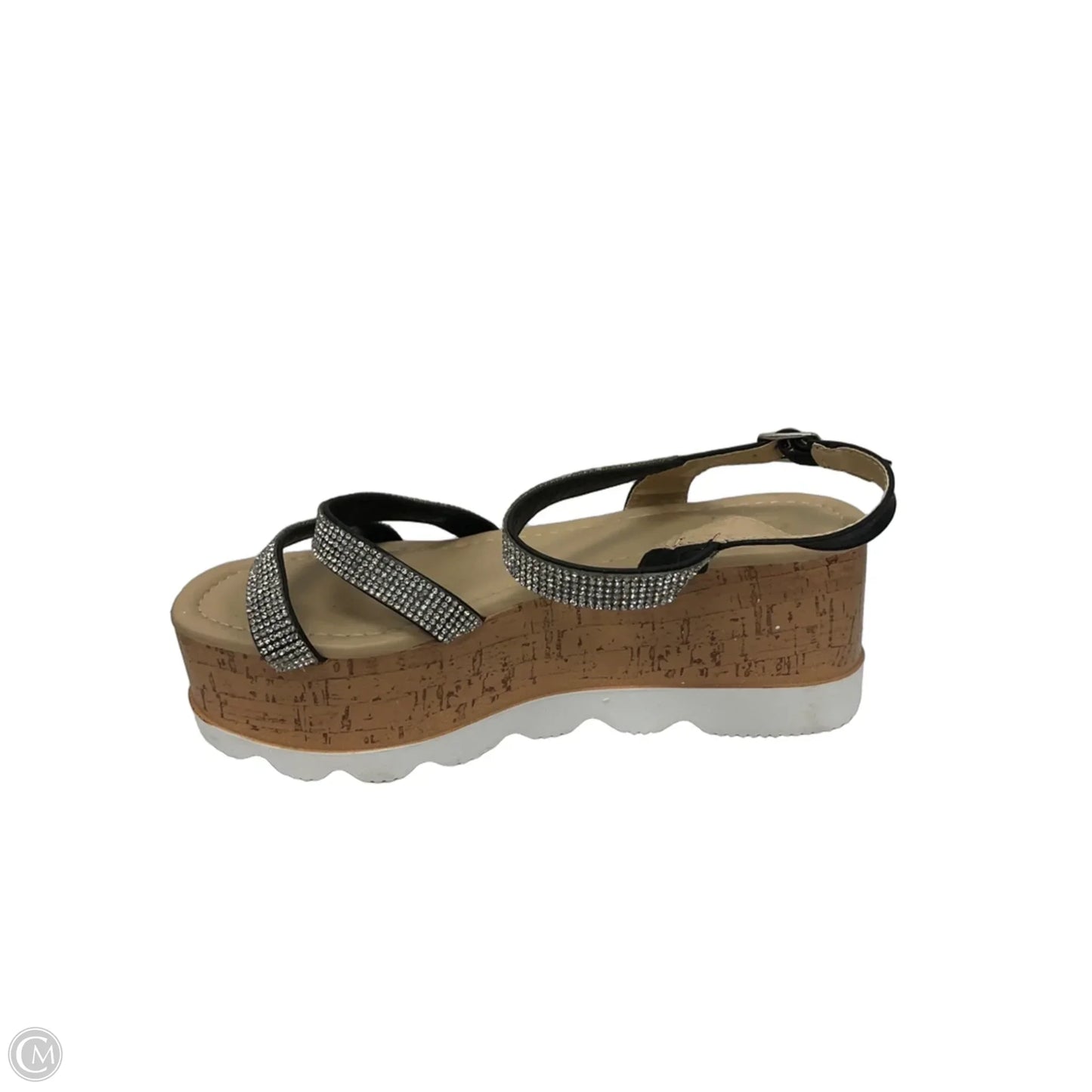 Sandals Heels Platform By Yoki In Brown & Silver, Size: 7.5