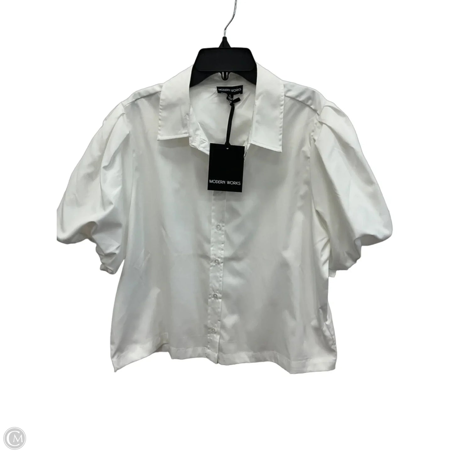 Blouse Short Sleeve By Modern Works In White, Size: L