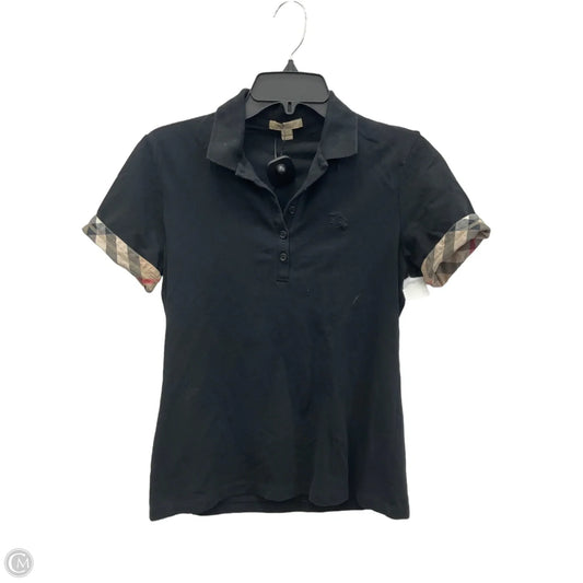 Top Short Sleeve Luxury Designer By Burberry In Black, Size: M