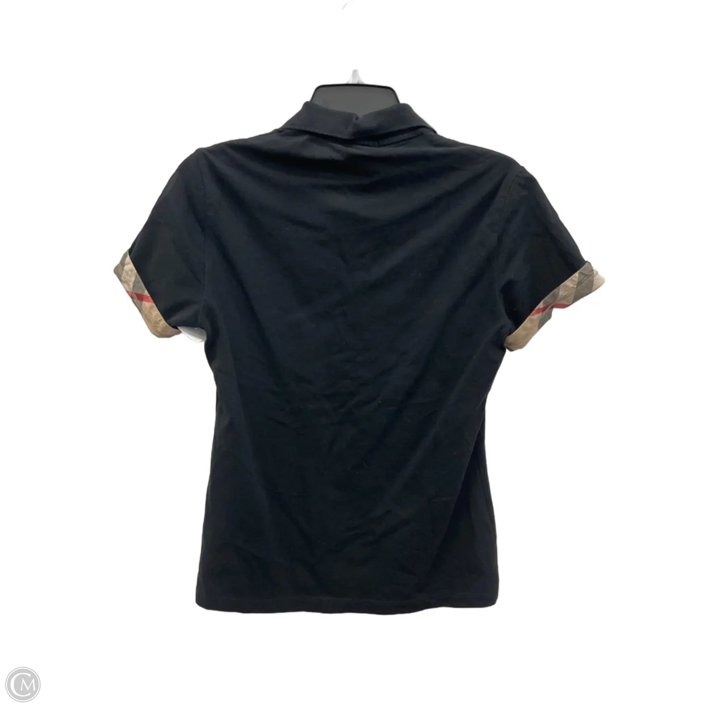 Top Short Sleeve Luxury Designer By Burberry In Black, Size: M