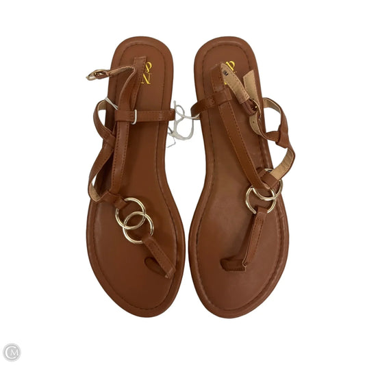 Sandals Flip Flops By New York And Co In Brown, Size: 10