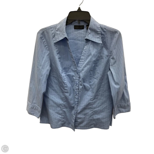 Blouse Long Sleeve By Apostrophe In Blue, Size: M