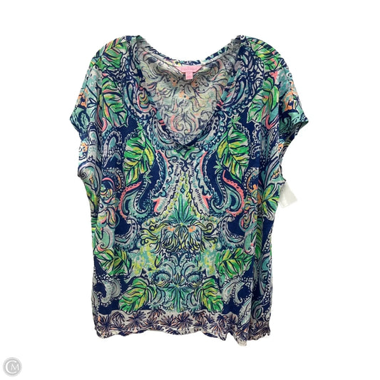 Top Short Sleeve Designer By Lilly Pulitzer In Blue, Size: Xl