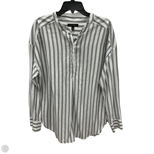 Blouse Long Sleeve By Banana Republic In Striped Pattern, Size: L