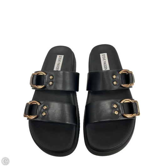 Sandals Flats By Steve Madden In Black, Size: 6.5