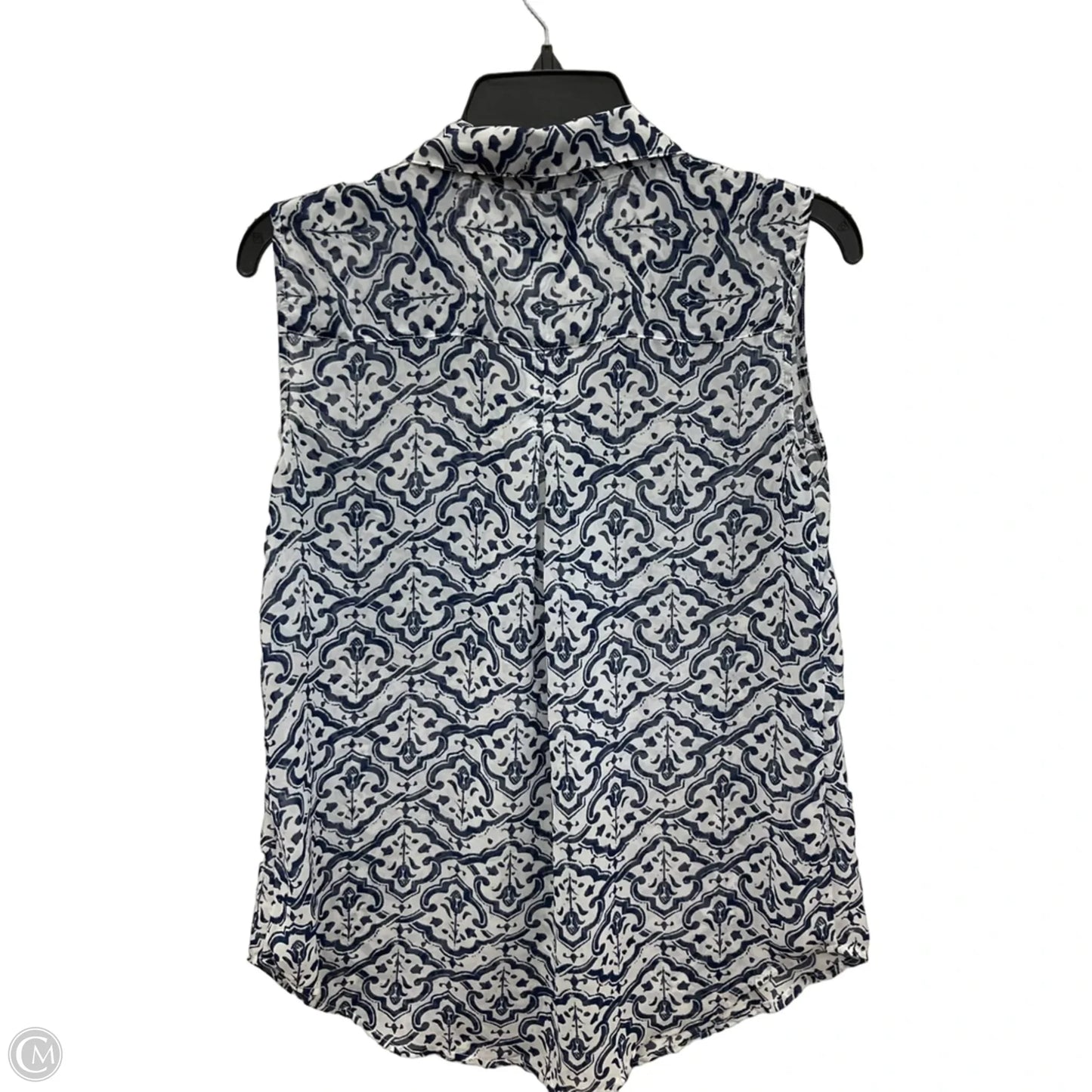 Top Sleeveless By Liz Claiborne In Blue & White, Size: L