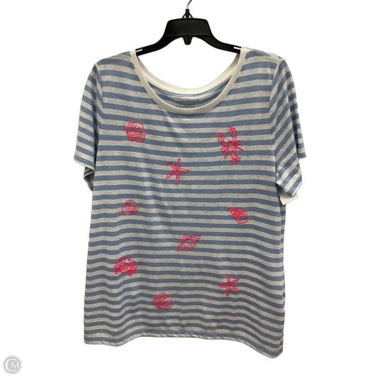 Top Short Sleeve By Talbots In Striped Pattern, Size: L