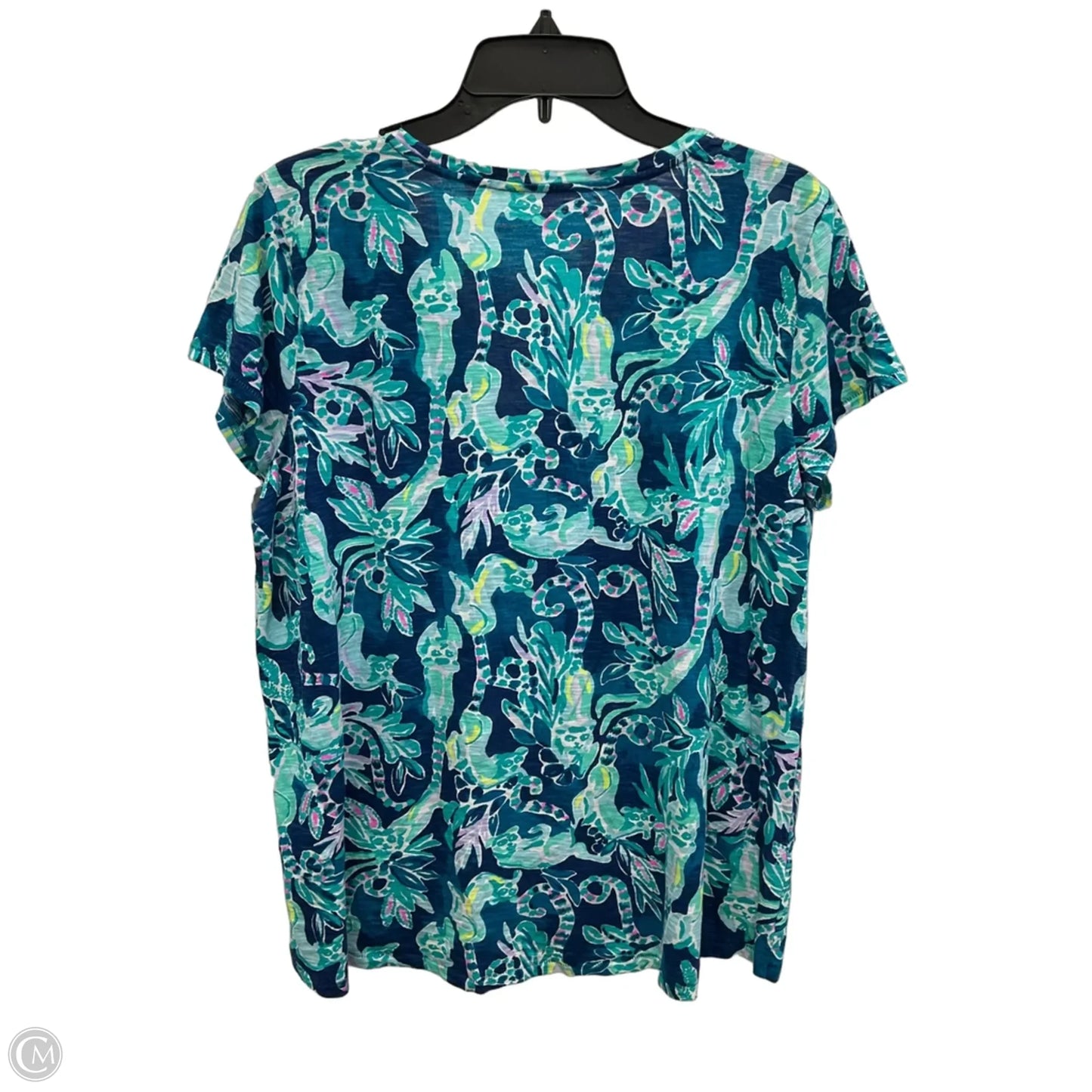 Top Short Sleeve Designer By Lilly Pulitzer In Blue, Size: Xl