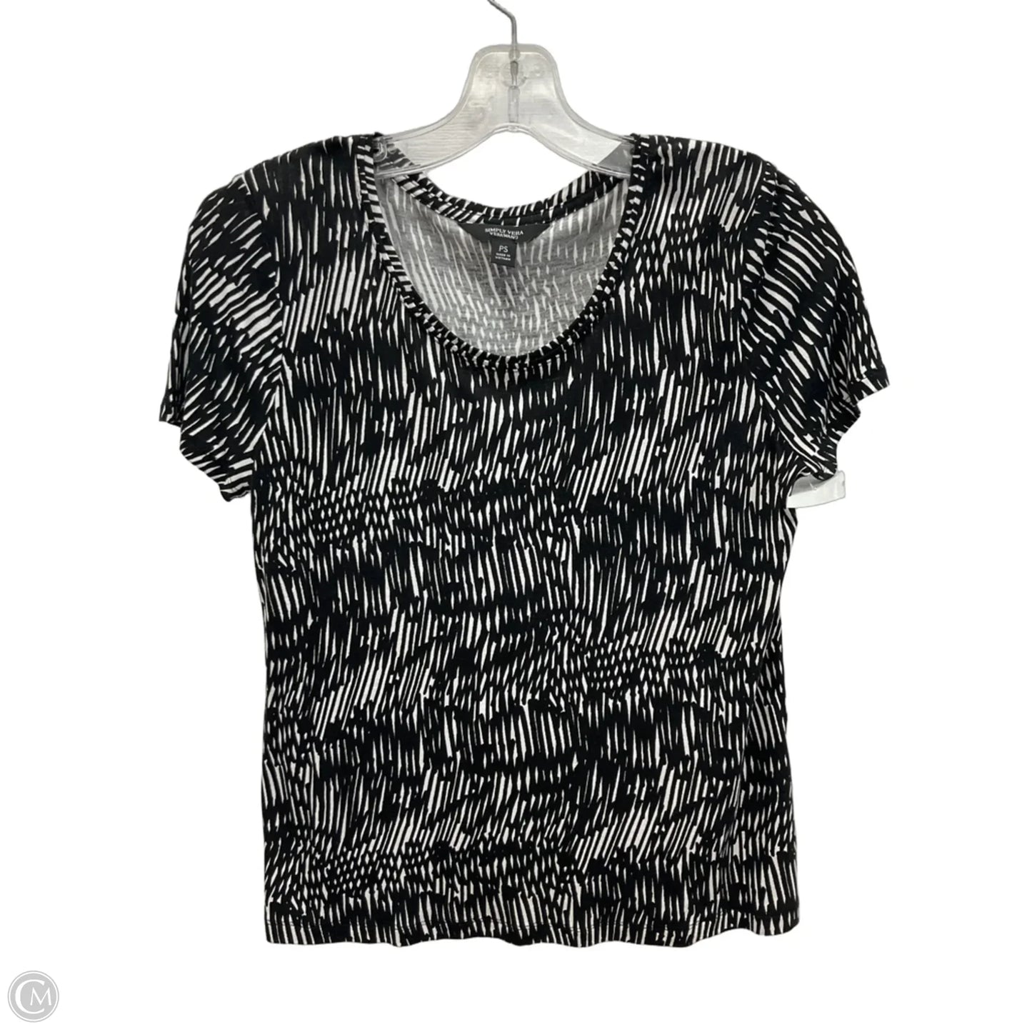 Top Short Sleeve By Simply Vera In Black & White, Size: S