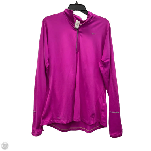 Athletic Top Long Sleeve Collar By Nike Apparel In Pink, Size: Xl