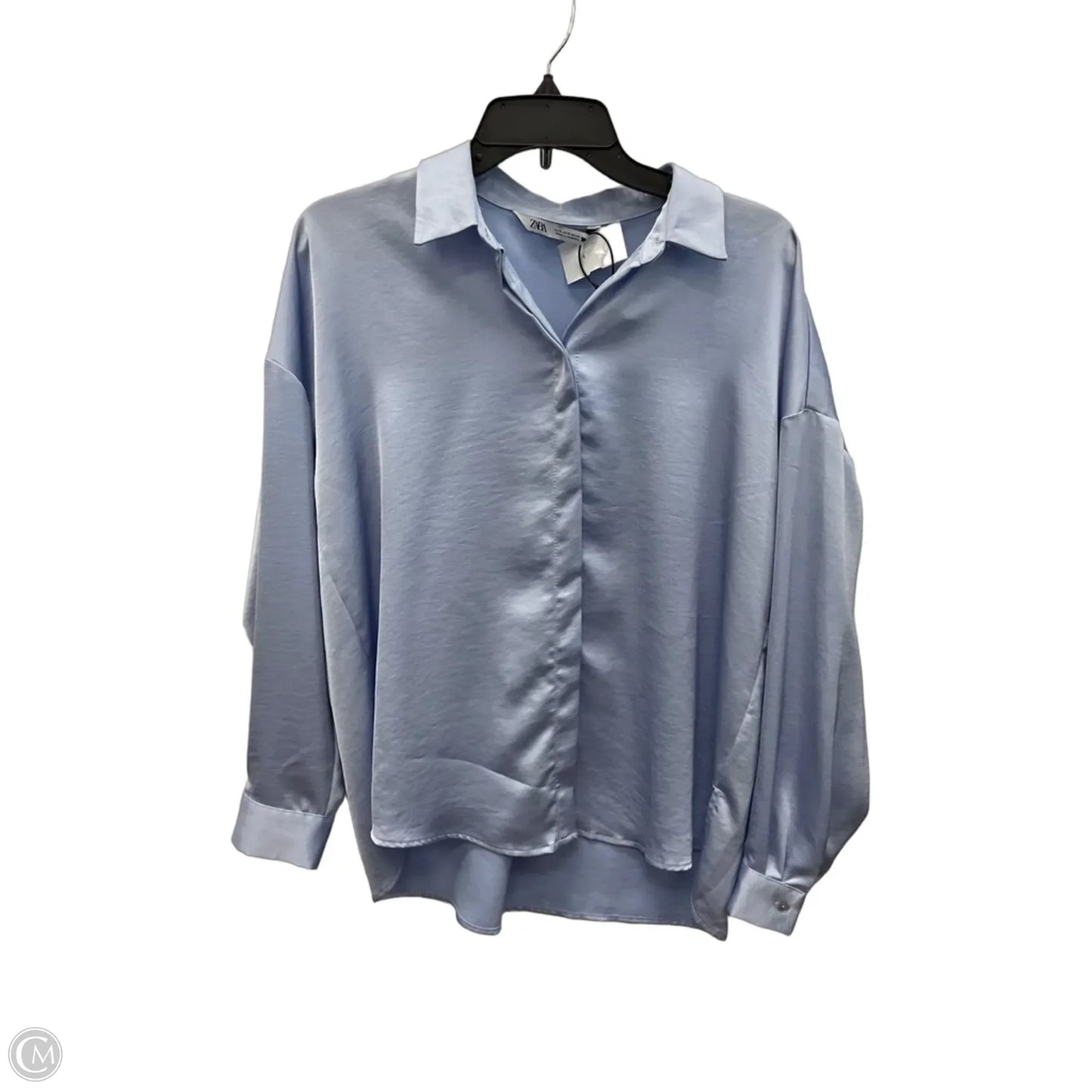 Blouse Long Sleeve By Zara In Blue, Size: S