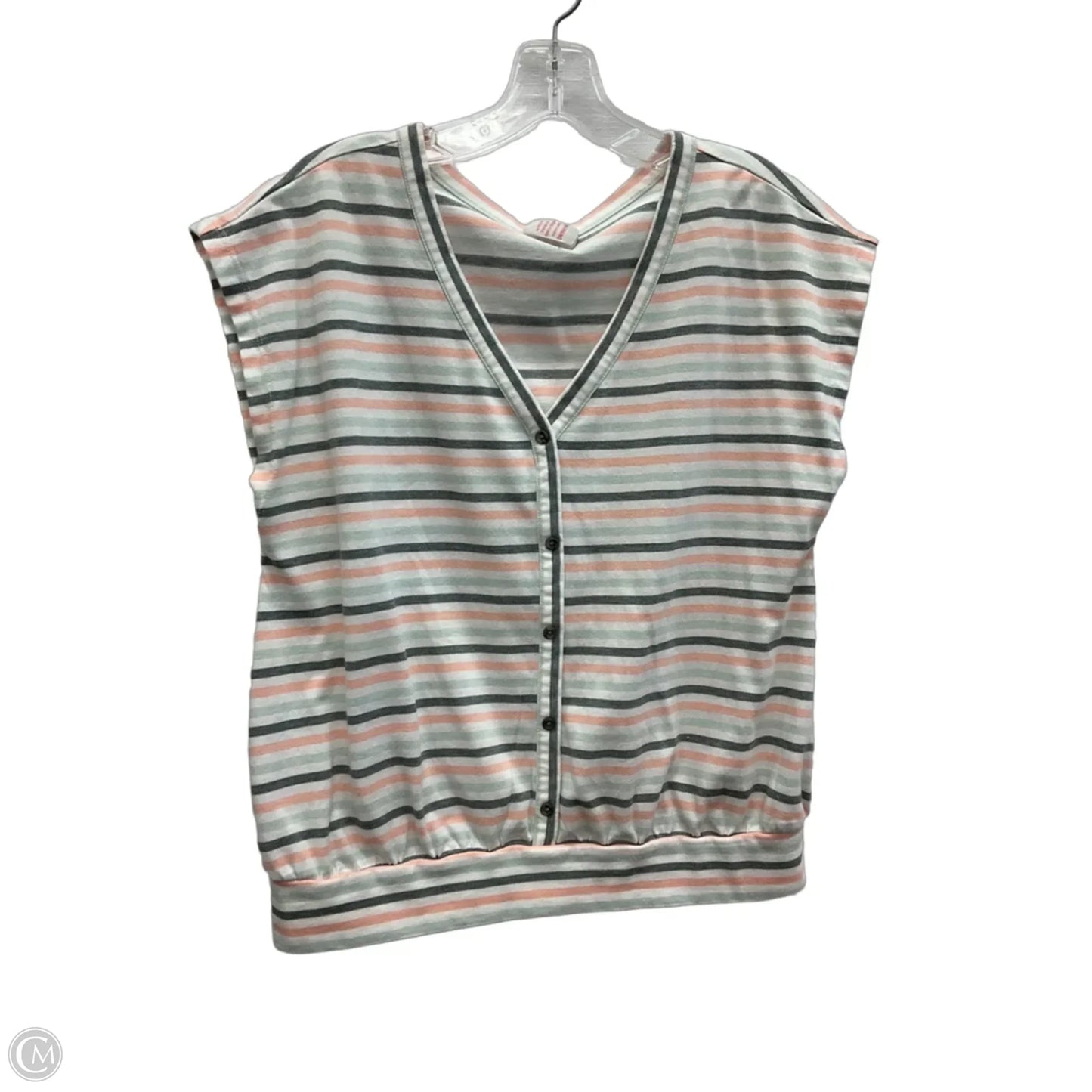 Top Short Sleeve By Loft In Green & Pink, Size: M