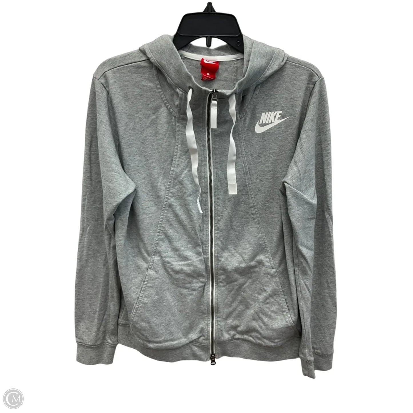 Athletic Jacket By Nike Apparel In Grey, Size: L