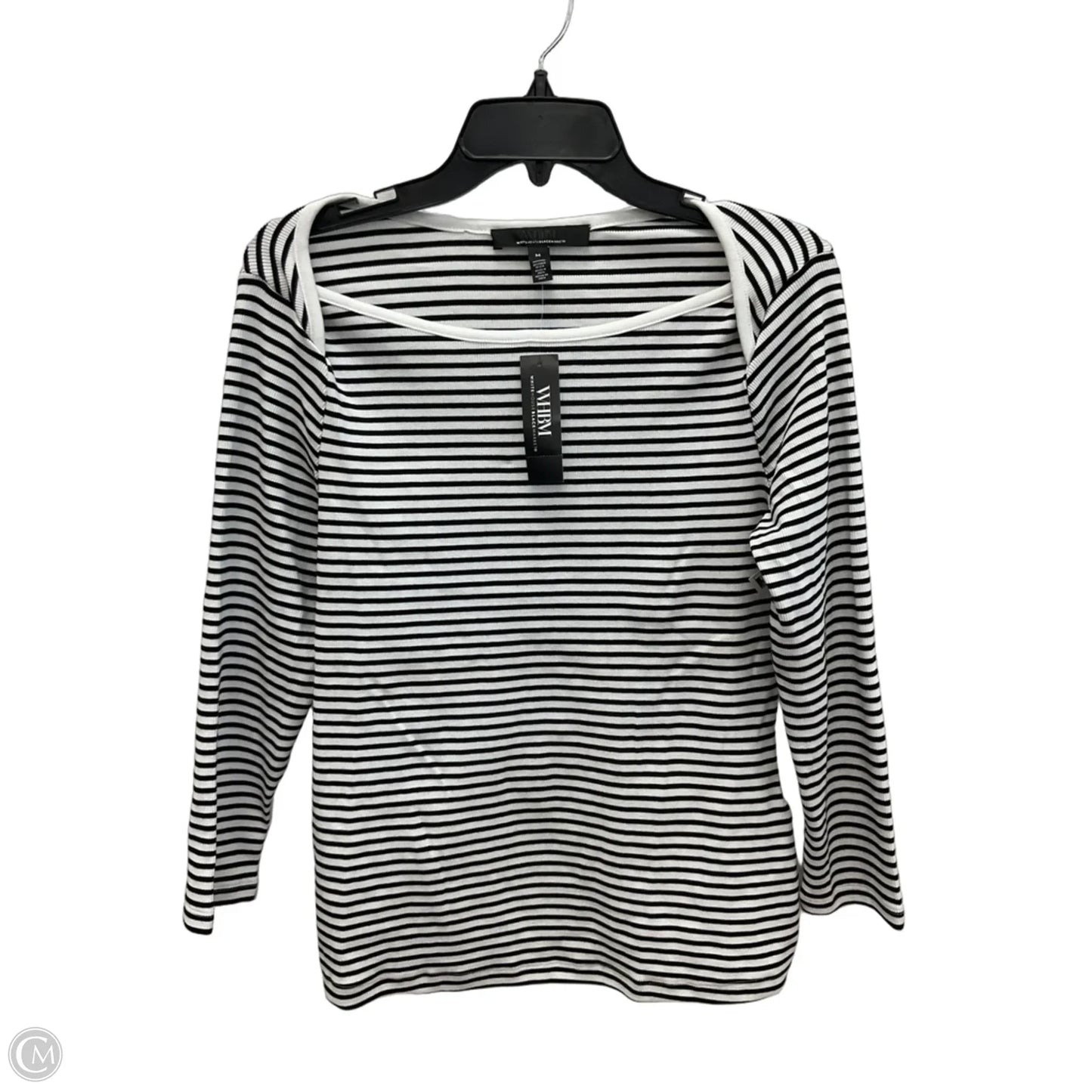 Top 3/4 Sleeve By White House Black Market In Black & White, Size: M