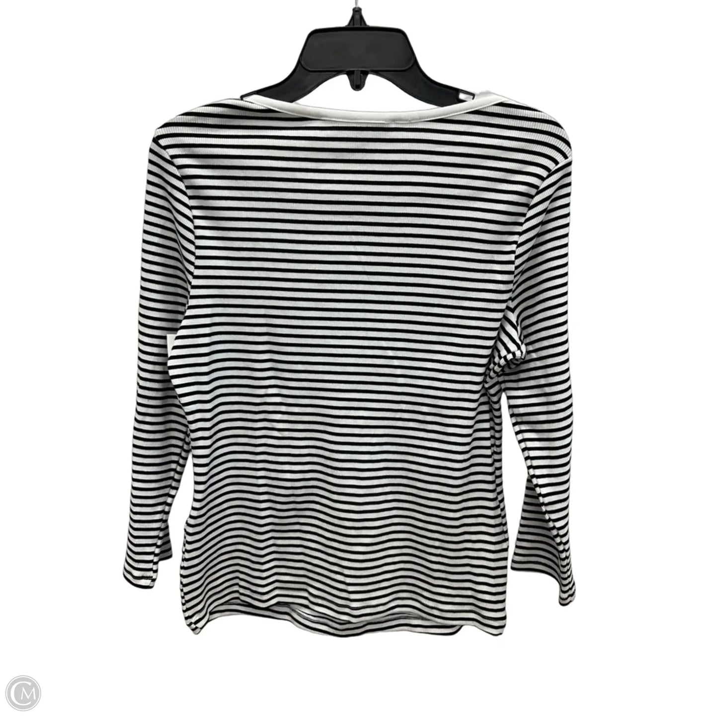 Top 3/4 Sleeve By White House Black Market In Black & White, Size: M