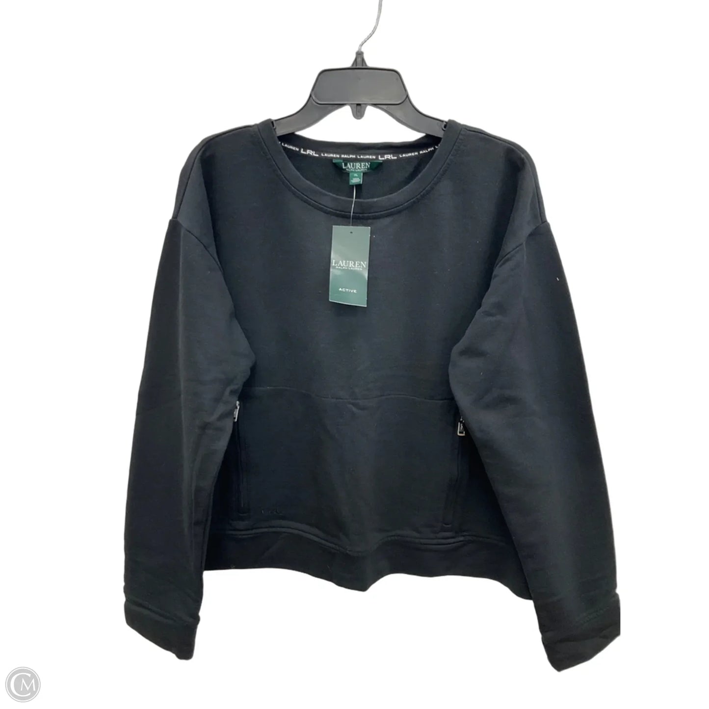Athletic Top Long Sleeve Crewneck By Lauren By Ralph Lauren In Black, Size: Xl