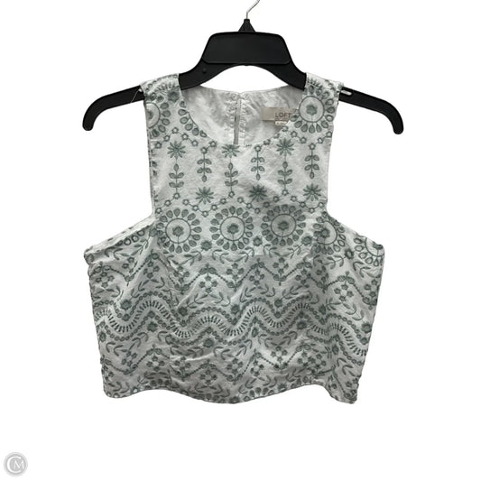 Top Sleeveless By Loft In Green & White, Size: S